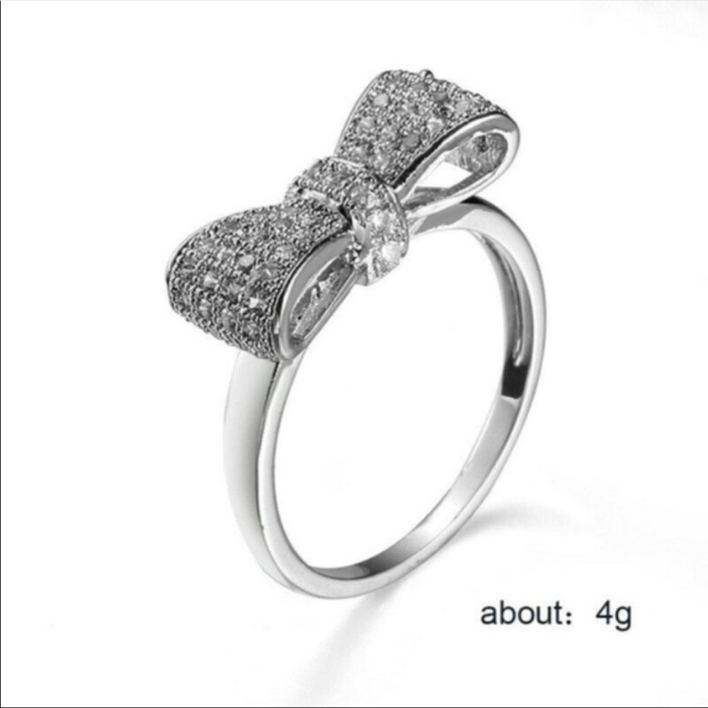 New Women’s 925 Silver Diamond Bow Ring - Picture 5 of 5